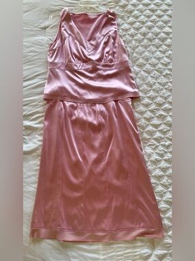 Doncaster Custom Satin Pink Two-Piece Dress Set